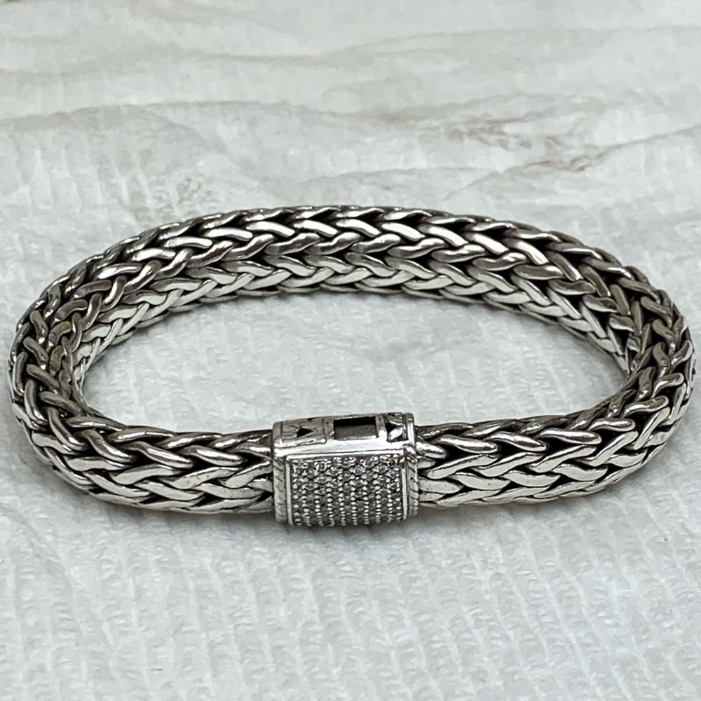 John Hardy Chain 10.5mm Diamond Silver 5/8ctw